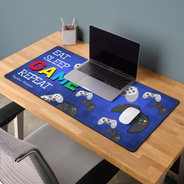 Funny Eat, Sleep, Game, Repeat Gamer  Desk Mat (Office 2)