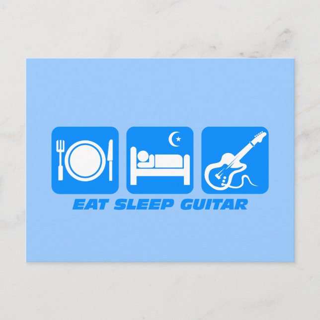 Funny eat sleep guitar postcard (Front)