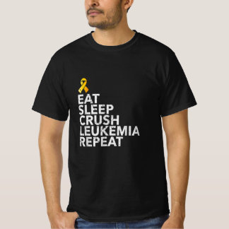 Funny Eat Sleep Leukemia Repeat Orange Ribbon T Sh T-Shirt