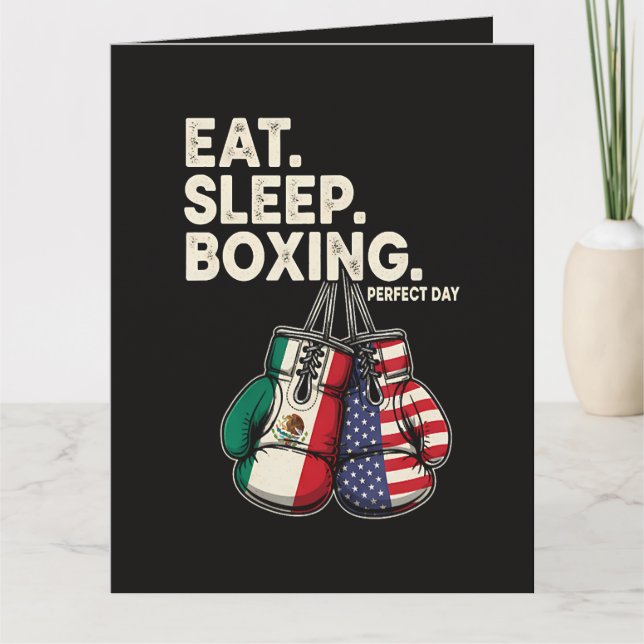 Funny Eat Sleep Repeat Boxing Card (Front)
