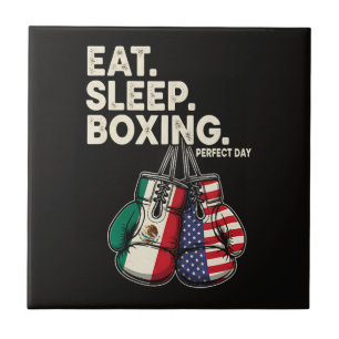 Funny Eat Sleep Repeat Boxing Ceramic Tile