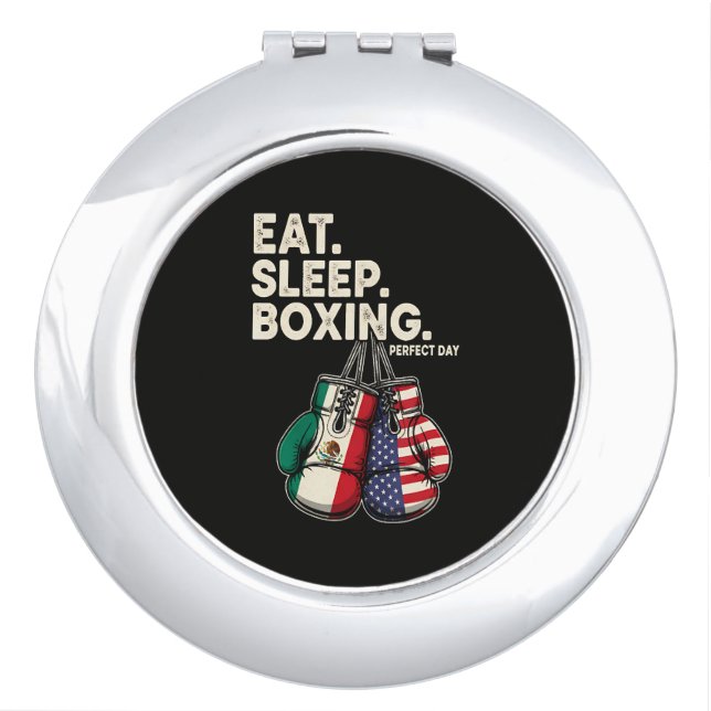 Funny Eat Sleep Repeat Boxing Compact Mirror (Front)
