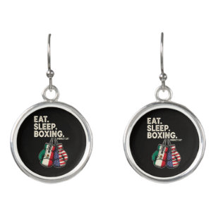 Funny Eat Sleep Repeat Boxing Earrings