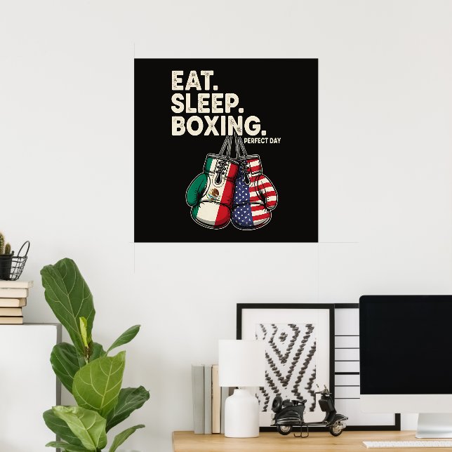 Funny Eat Sleep Repeat Boxing Poster (Home Office)