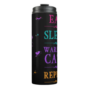 Funny Eat Sleep Warrior Cats Repeat Funny Cat Warr Thermal Tumbler