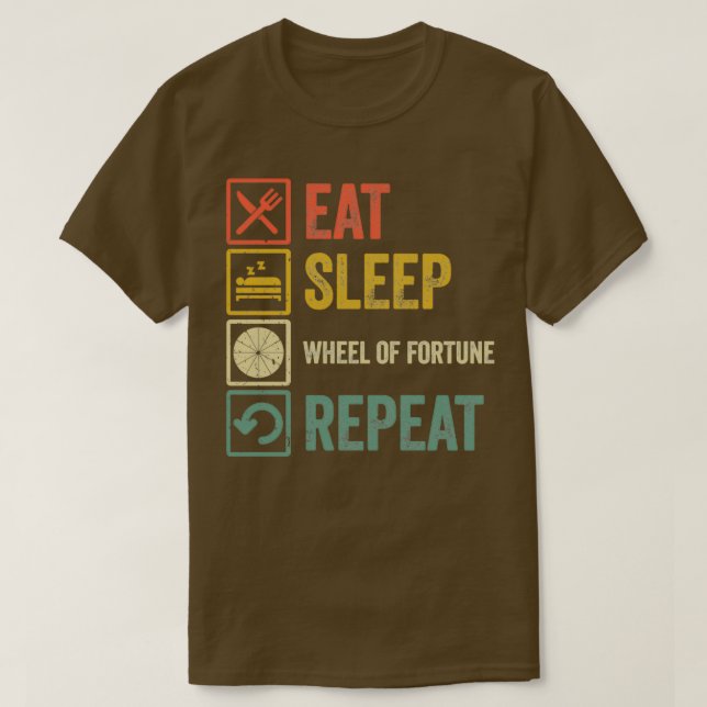 Funny eat sleep Wheel of Fortune repeat retro vint T-Shirt (Design Front)