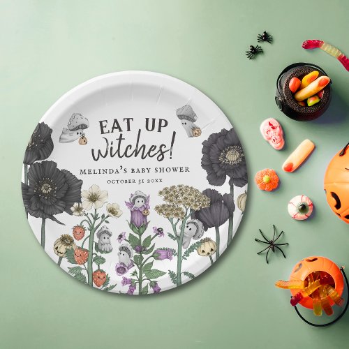 Funny Eat up Witches Halloween Baby Shower Paper Plates