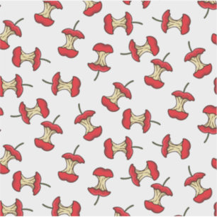 Funny Eaten Apple Core Vintage Retro Fruit Pattern Sticker