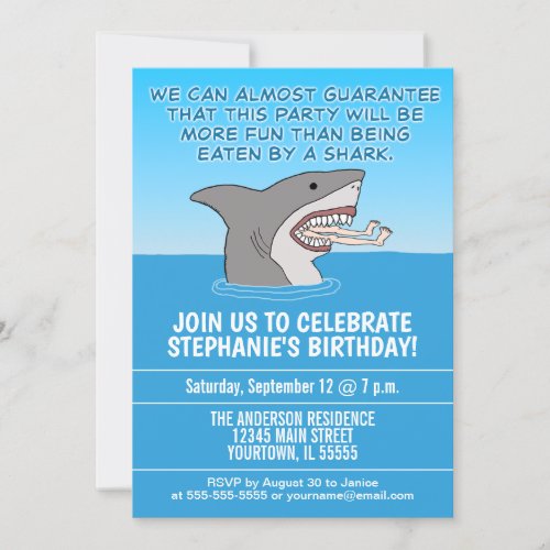Funny Eaten By a Shark Birthday Party Invitation