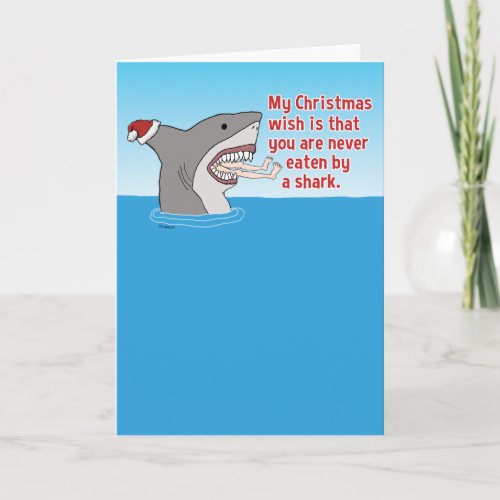 Funny Eaten By Shark Christmas Holiday Card