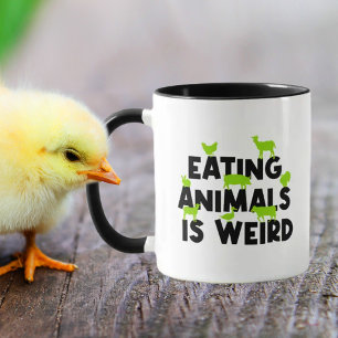 Funny Eating Animals is Weird, Green Vegan Mug