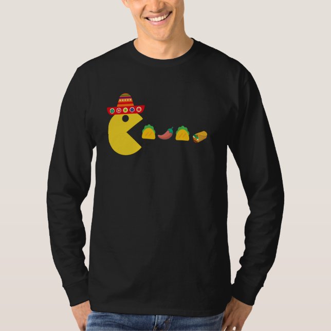 Funny Eating Taco Chili Food Cinco De Mayo Mexican T-Shirt (Front)