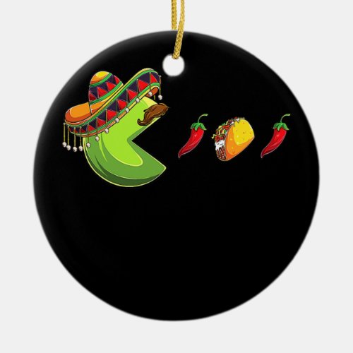 Funny eating Tacos Cinco de Mayo Boys Kids woman Ceramic Ornament