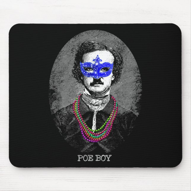 Funny Edgar Allan Poe Mardi Gras Mashup  Mouse Pad (Front)
