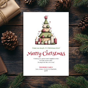 Funny editable Christmas tree greeting card