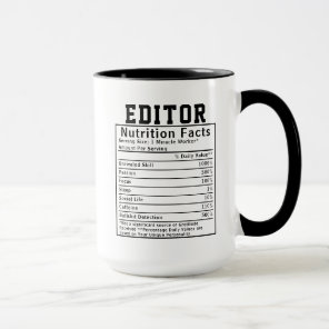 Funny Editor Nutrition Facts Staff Worker Gift Mug