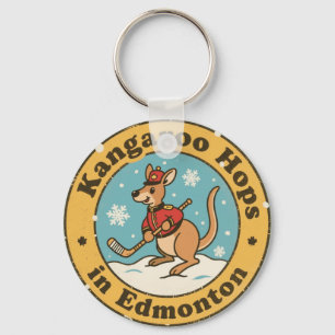 Funny Edmonton Kangaroo Hockey Keychain