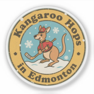 Funny Edmonton Kangaroo Hockey Sticker