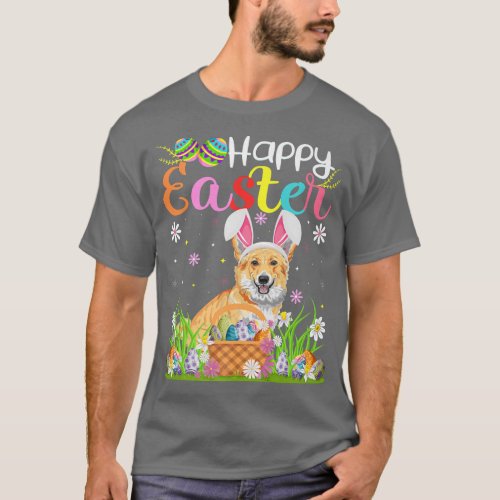 Funny Egg Hunt Bunny Cardigan Welsh Corgi Dog Happ T_Shirt