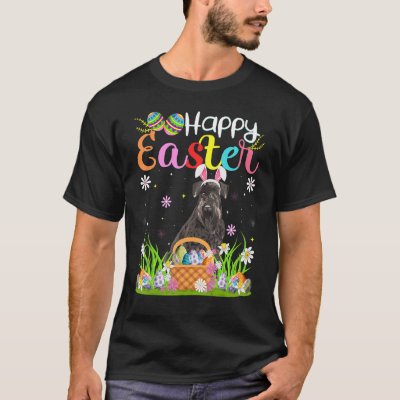 Funny Egg Hunting Bunny Giant Schnauzer Dog Happy  T-Shirt