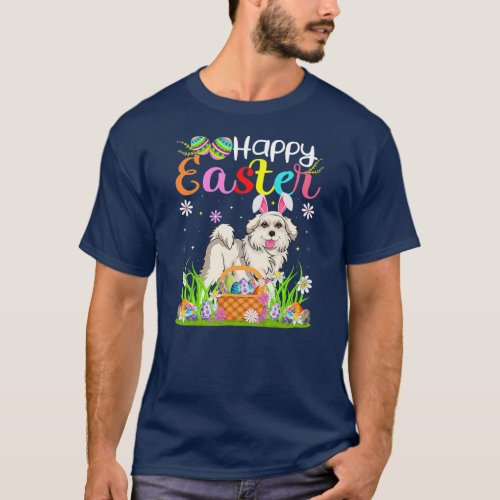 Funny Egg Hunting Bunny Great Pyrenees Dog Happy T_Shirt