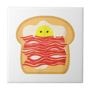 Funny Egg In A Bacon Toast Bed T-Shirt - Food Brea Ceramic Tile
