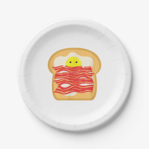 Funny Egg In A Bacon Toast Bed T-Shirt - Food Brea Paper Plates