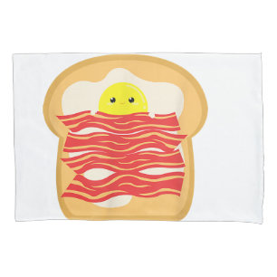 Funny Egg In A Bacon Toast Bed T-Shirt - Food Brea Pillow Case