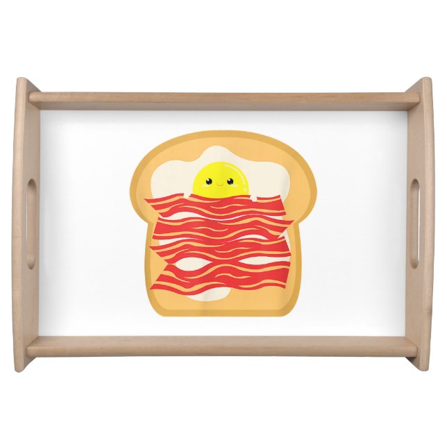 Funny Egg In A Bacon Toast Bed T-Shirt - Food Brea Serving Tray (Front)