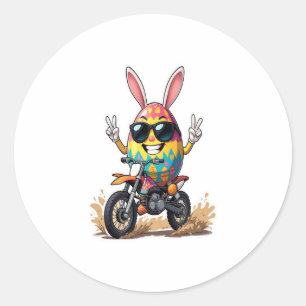 Funny Egg Motorbike Classic Round Sticker