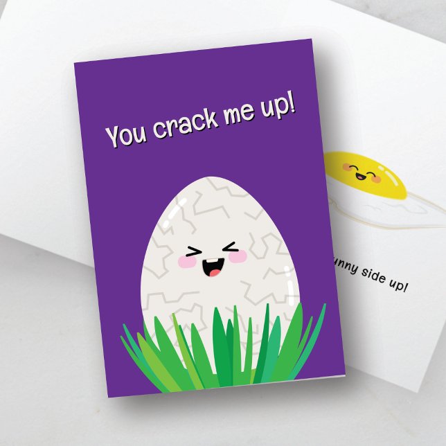 Funny Egg Pun Card | You Crack Me Up Sunny Side Up (Creator Uploaded)