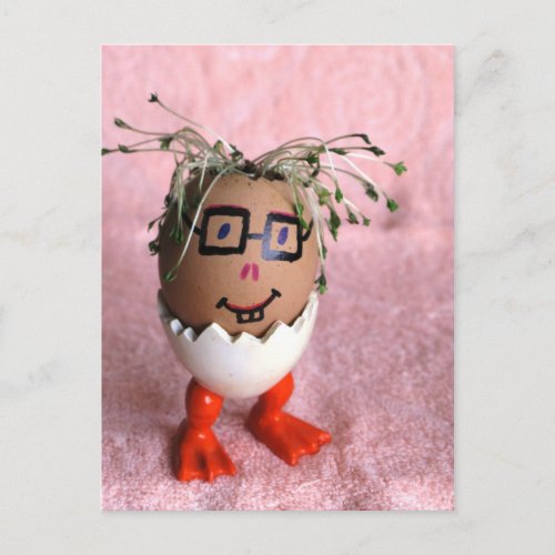 Funny Eggman Boy With Green Hair Postcard