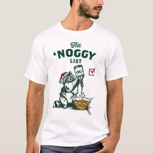 Funny Eggnog Drinking Santa Christmas Raccoon Gift T-Shirt