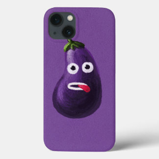 Funny Eggplant Cartoon Character Cute Vegetable iPhone 13 Case