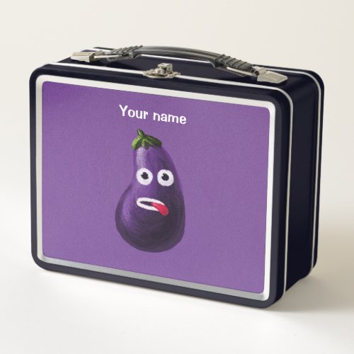 Funny Eggplant Cartoon Character Cute Vegetable Metal Lunch Box