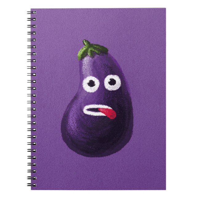 Funny Eggplant Cartoon Character Cute Vegetable Notebook (Front)