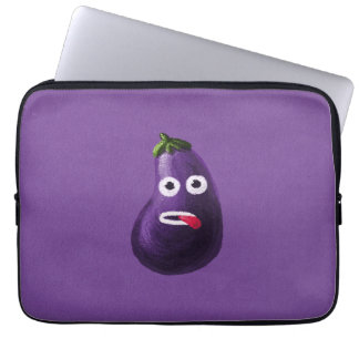 Funny Eggplant Cartoon Purple Vegan Vegetarian Laptop Sleeve