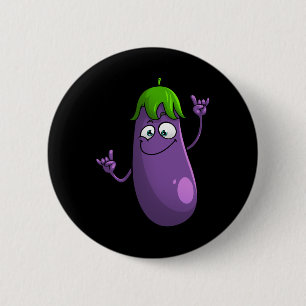 Funny Eggplant Designs For Men Women Fruit Vegetab Button
