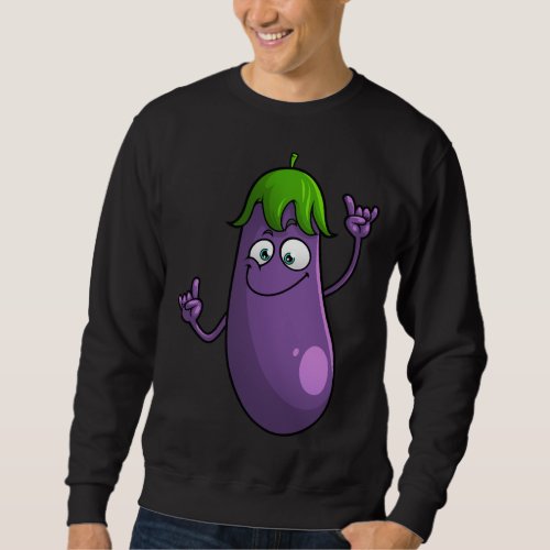 Funny Eggplant Designs For Men Women Fruit Vegetab Sweatshirt