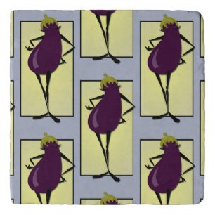 FUNNY EGGPLANT LADY PATTERN SQUARE TRIVET
