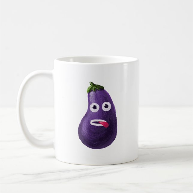 Funny Eggplant Vegetable Vegetarian Vegan Coffee Mug (Left)