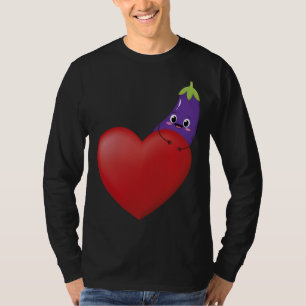 Funny Eggplant With Big Heart Fruit Vegetable Vega T-Shirt
