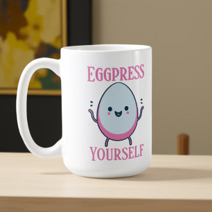Funny "Eggpress Yourself" Custom Name Coffee Mug