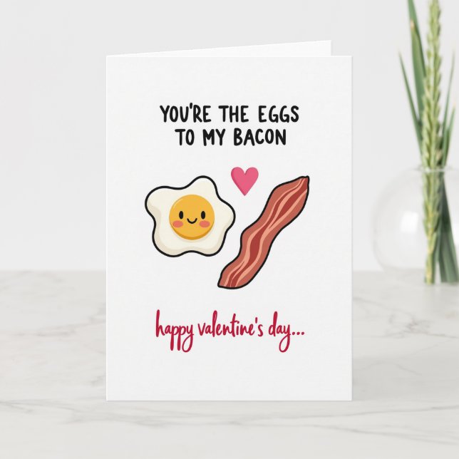 Funny Eggs Bacon Valentines Day Card (Front)