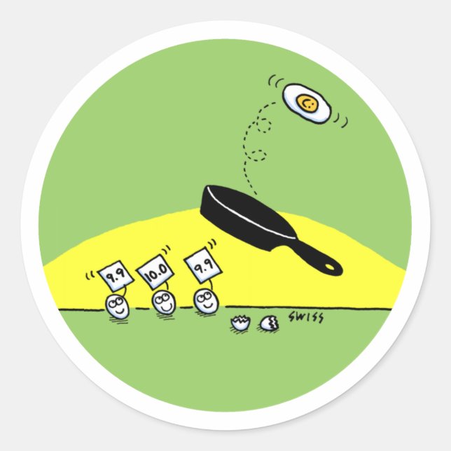 Funny Eggs Watch Egg Doing Gymnastics Cartoon   Classic Round Sticker (Front)