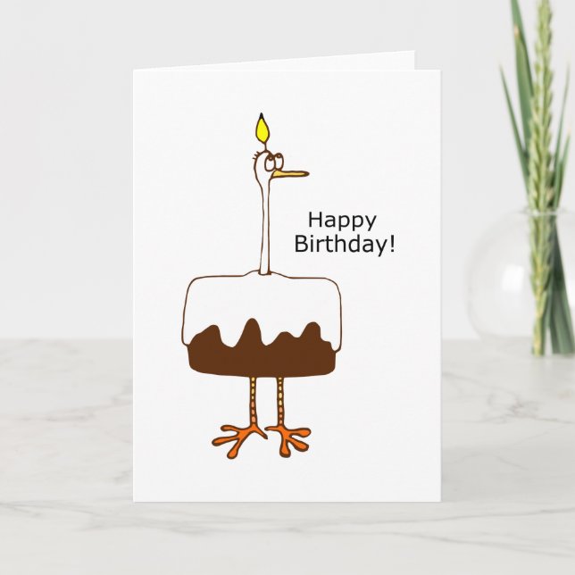 FUNNY EGRET BIRTHDAY CAKE CARD (Front)
