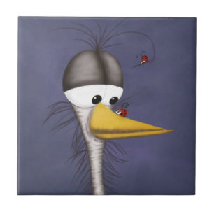 Funny Egret Cartoon Ceramic Tile