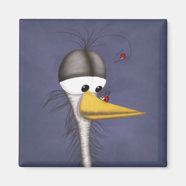 Funny Egret Cartoon Magnet (Front)