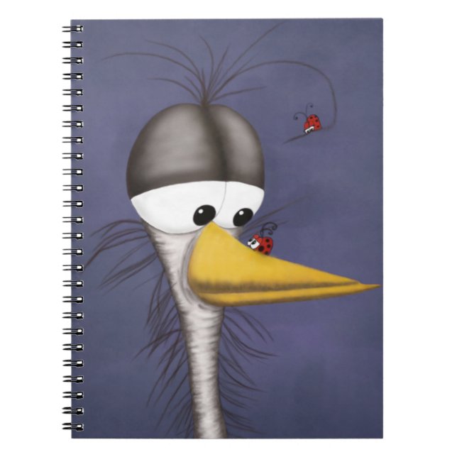 Funny Egret Cartoon Notebook (Front)