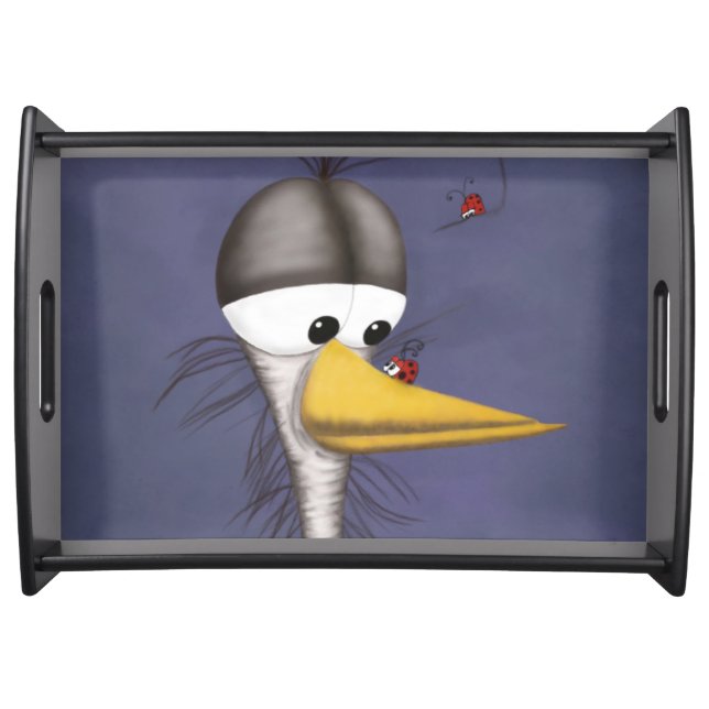 Funny Egret Cartoon Serving Tray (Front)